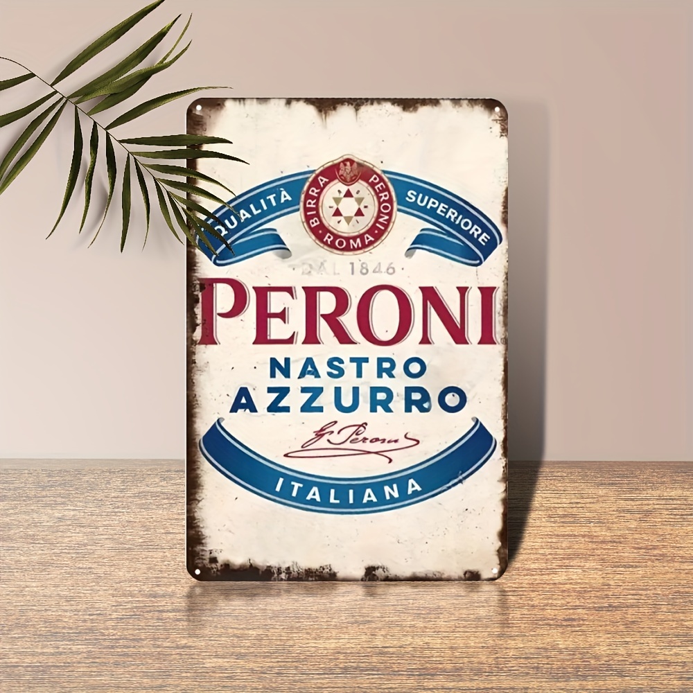 Brass Weight Plate - Vintage Peroni Nastro Azzurro Metall-Blechschild mit