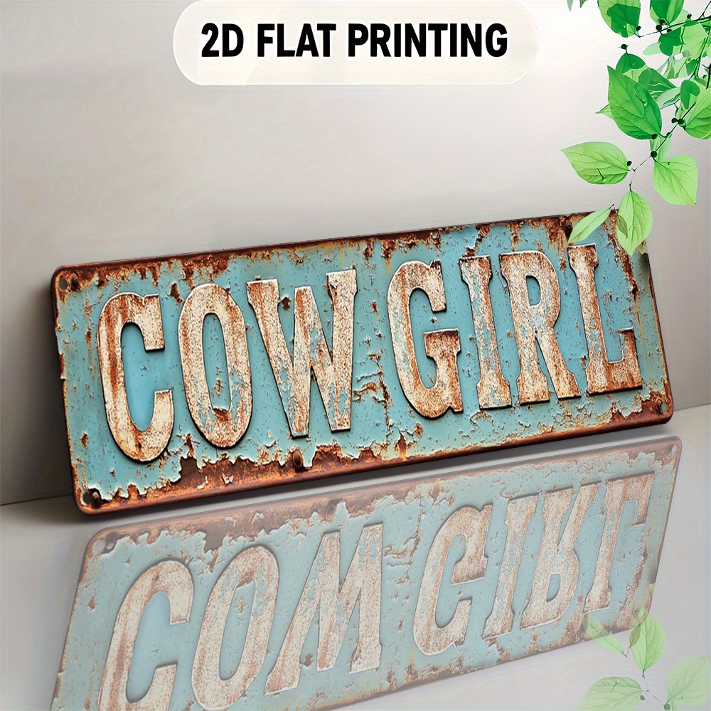 Brass Weight Plate - 2D Metall-Cowgirl-Wandkunst – Vintage Western-Dekoschild für