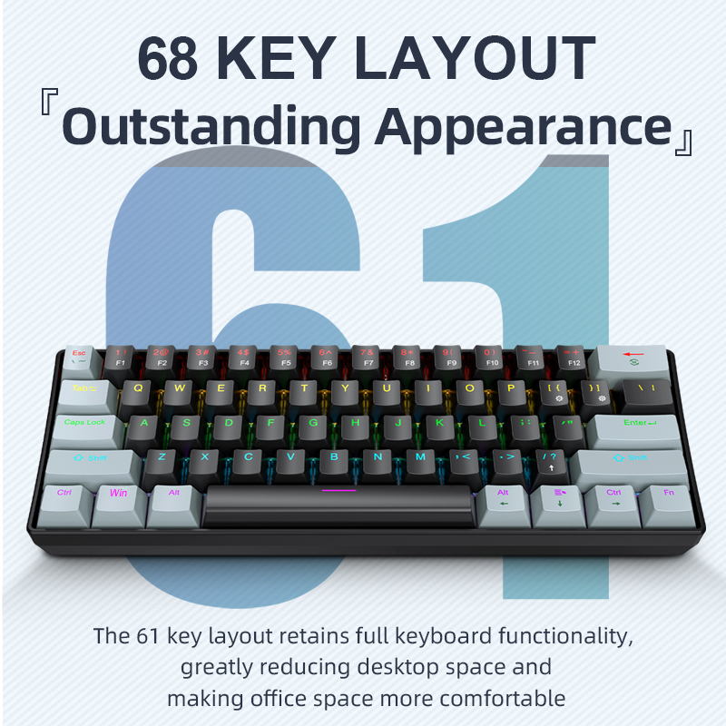 Gaming Keyboard Mouse And Headset Combo - APAYADO K61 Mini-Mechanische Tastatur, verkabelt, 61
