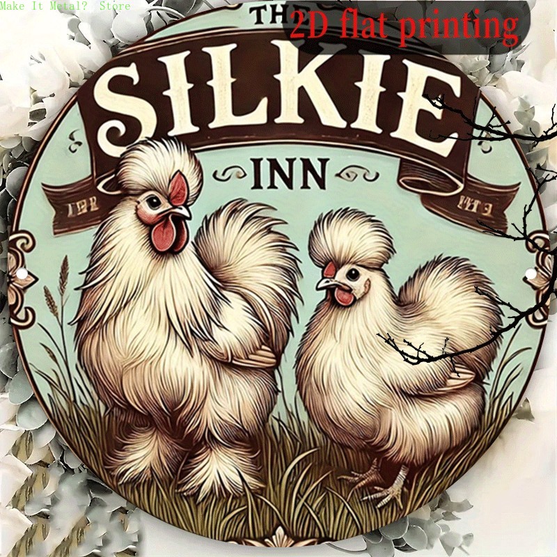 Brass Weight Plate - Vintage The Silkie Inn rundes Blechschild,