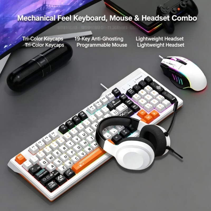 Gaming Keyboard Mouse And Headset Combo - K8pro 3-in-1 Gaming-Kombi-Set: Kabelgebundene Tastatur, Maus