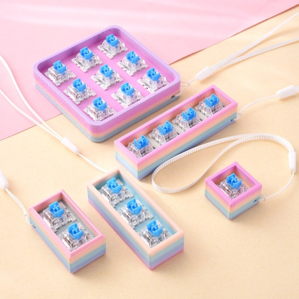 Mechanical Switch Tester - Plastik-Mechanischer Tastaturschalter-Tester mit Anhängeriemen, Regenbogenfarbener Tastaturschalterhalter