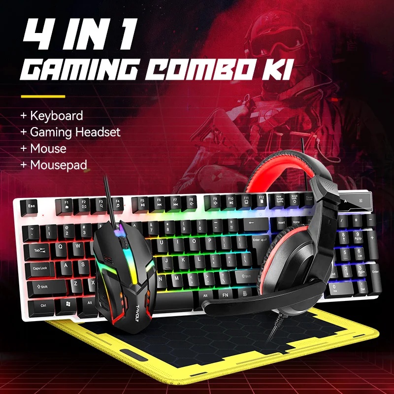 Gaming Keyboard Mouse And Headset Combo - NEUE USB-Tastatur- und Maus-Gaming-Headset-Kombinationen 4-in-1 Englische