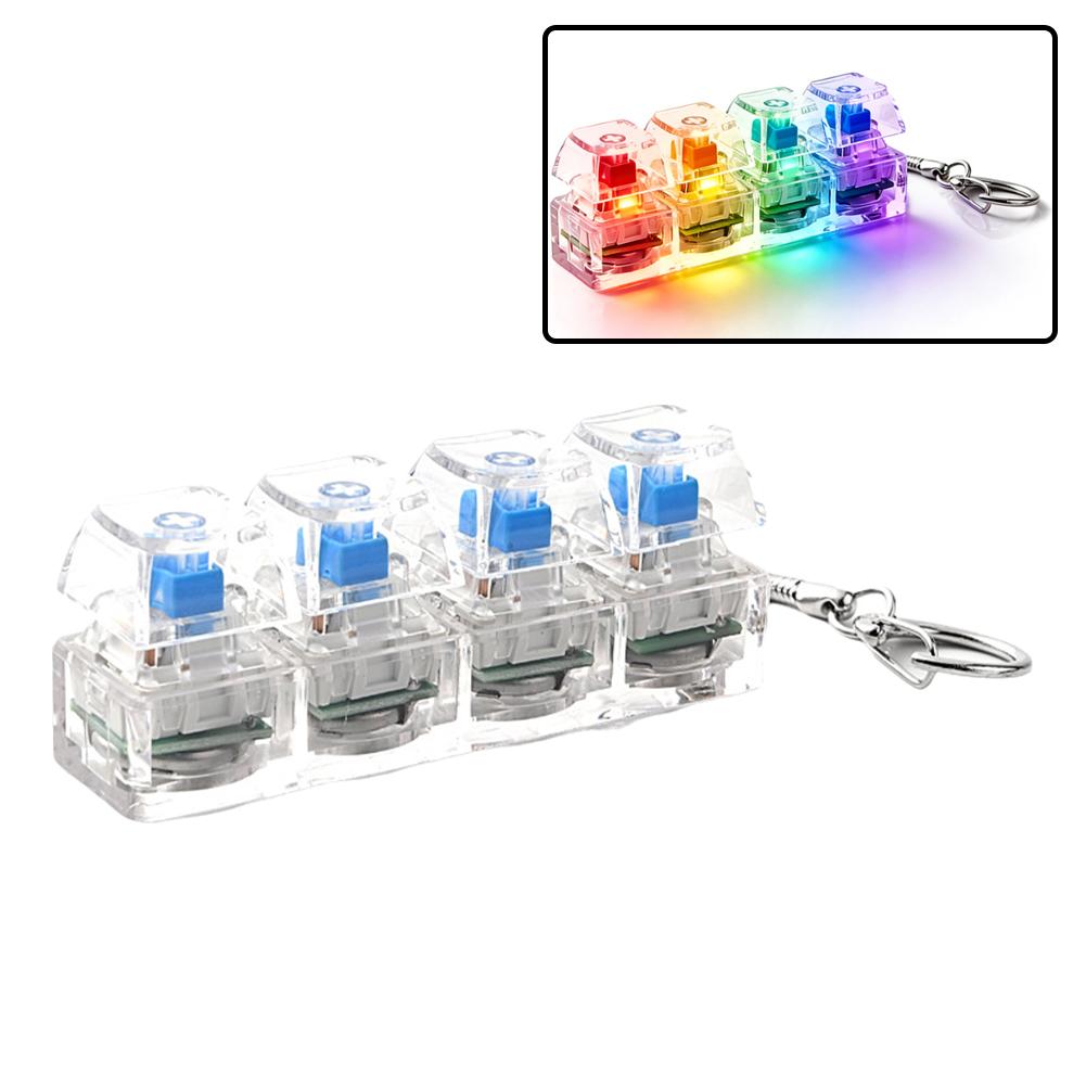 Mechanical Switch Tester - LED-Leucht-Fidget-Schlüsselanhänger, 4-Tasten-Schaltertester, Zusammenbaubares Mechanisches Tastatur-Spielzeug