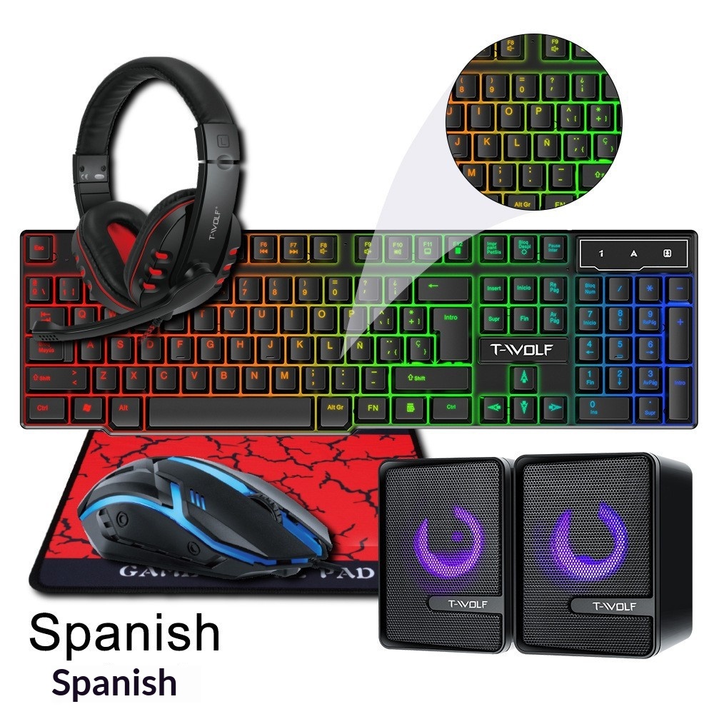 Spanisch-Russisches Tastatur-L – Gaming Keyboard Mouse And Headset Combo Bewertung und Preis