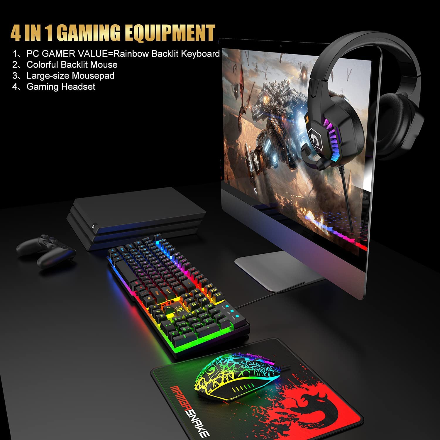 MAMBASNAKE X ZIYOULANG T11 UK- – Gaming Keyboard Mouse And Headset Combo Bewertung und Preis